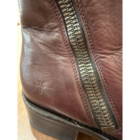 Frye Women’s Win Harness Zip Ankle Boots Burgundy Leather Size 9B Made in Mexico - Picture 5 of 12